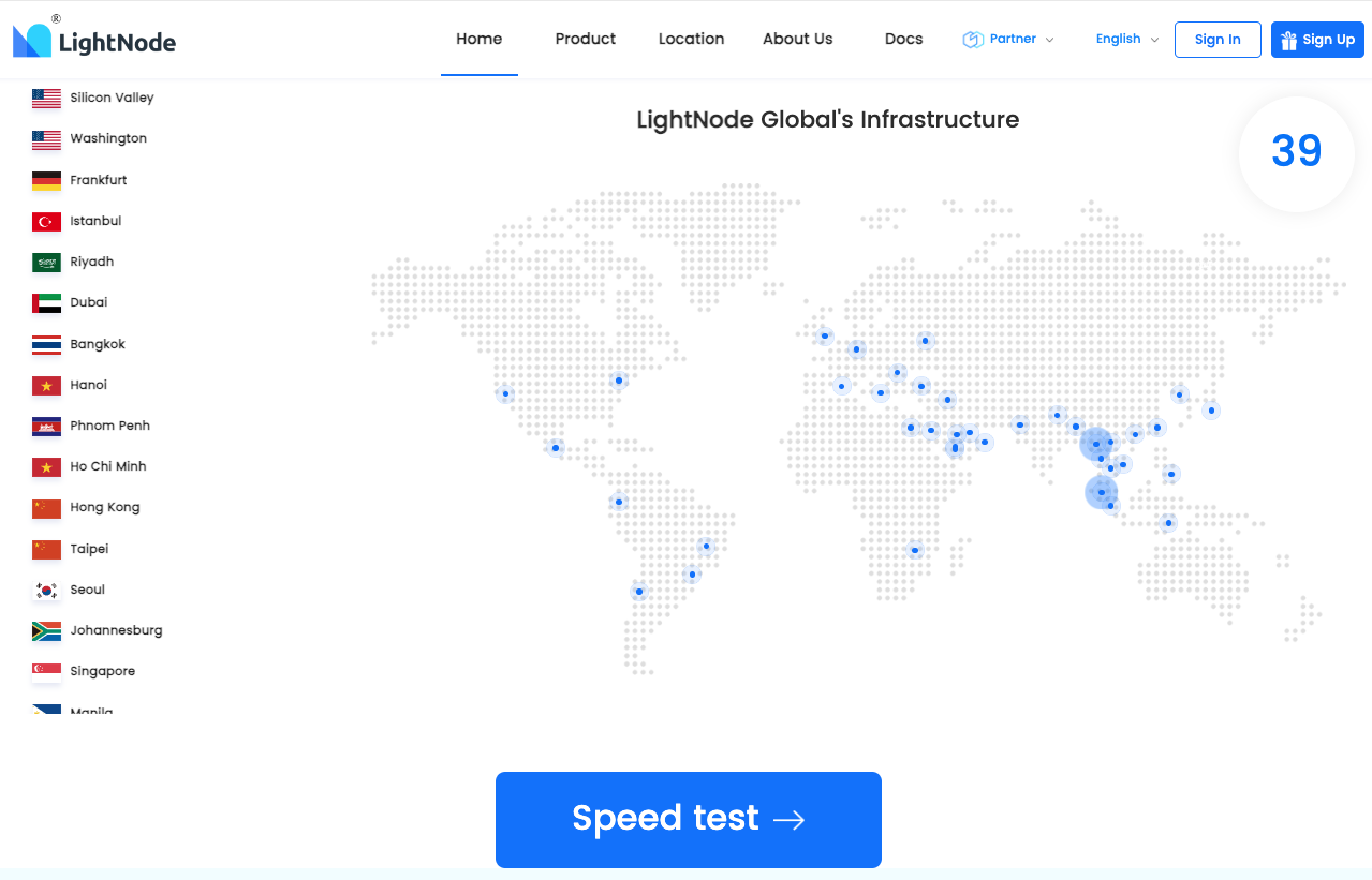 40 server locations and data centers